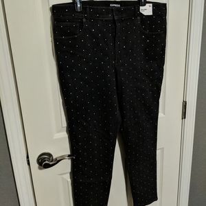 NWT Express rhinestoned black skinny jeans 16R